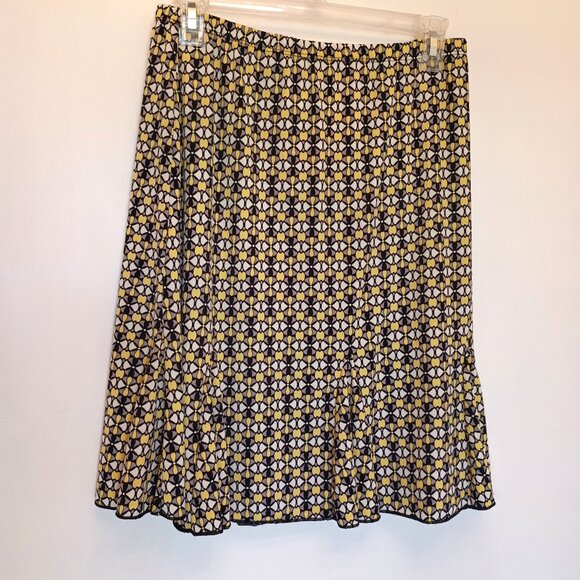 Skater Skirt Flutter Skirt Pull on High Waist Abstract Geometric Print EUC - Picture 1 of 4